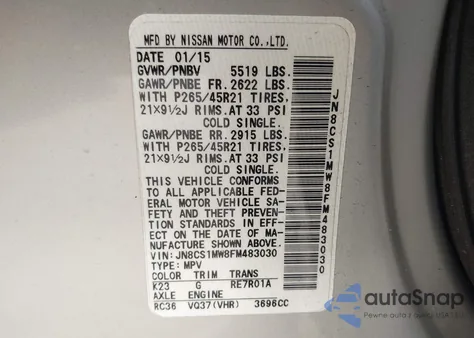 2015 Infiniti Qx70 from USA, damaged, VIN JN8CS1MW8FM483030